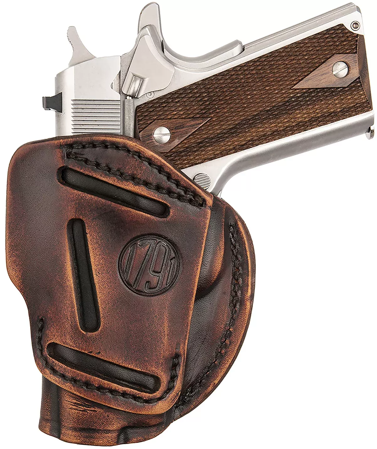 1791 Gunleather 3WH1VTGA 3-WayIWB/OWB Size 01 Vintage Leather Belt Loop Fits 1911 3-4" Ambidextrous Hand