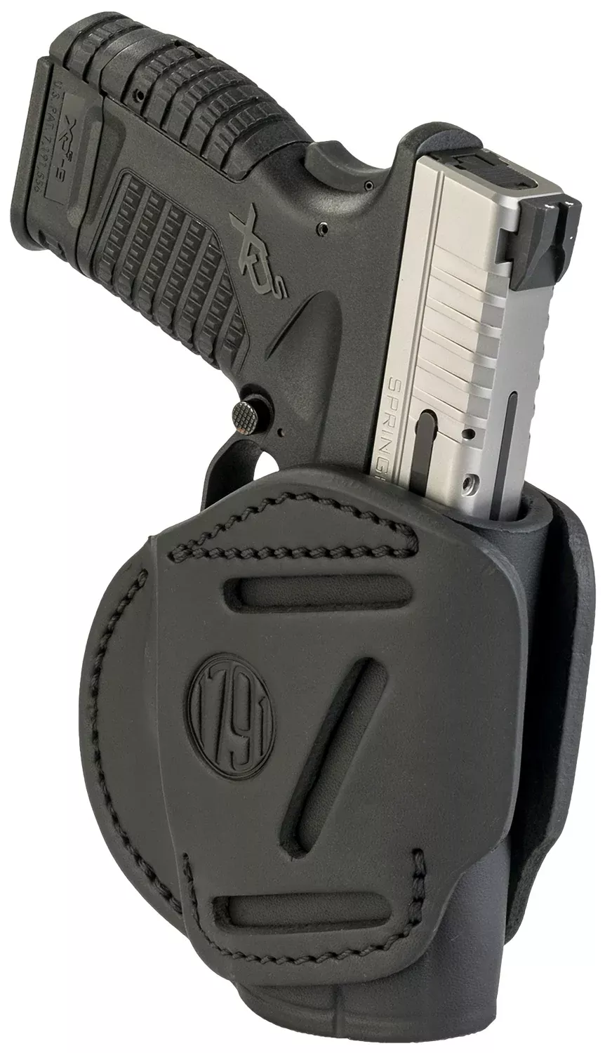 1791 Gunleather 3WH4SBLA 3-WayIWB/OWB Size 04 Stealth Black Leather Belt Loop Fits Walther PPS Fits Taurus G2C Fits Springfield XD/XDS Ambidextrous Hand