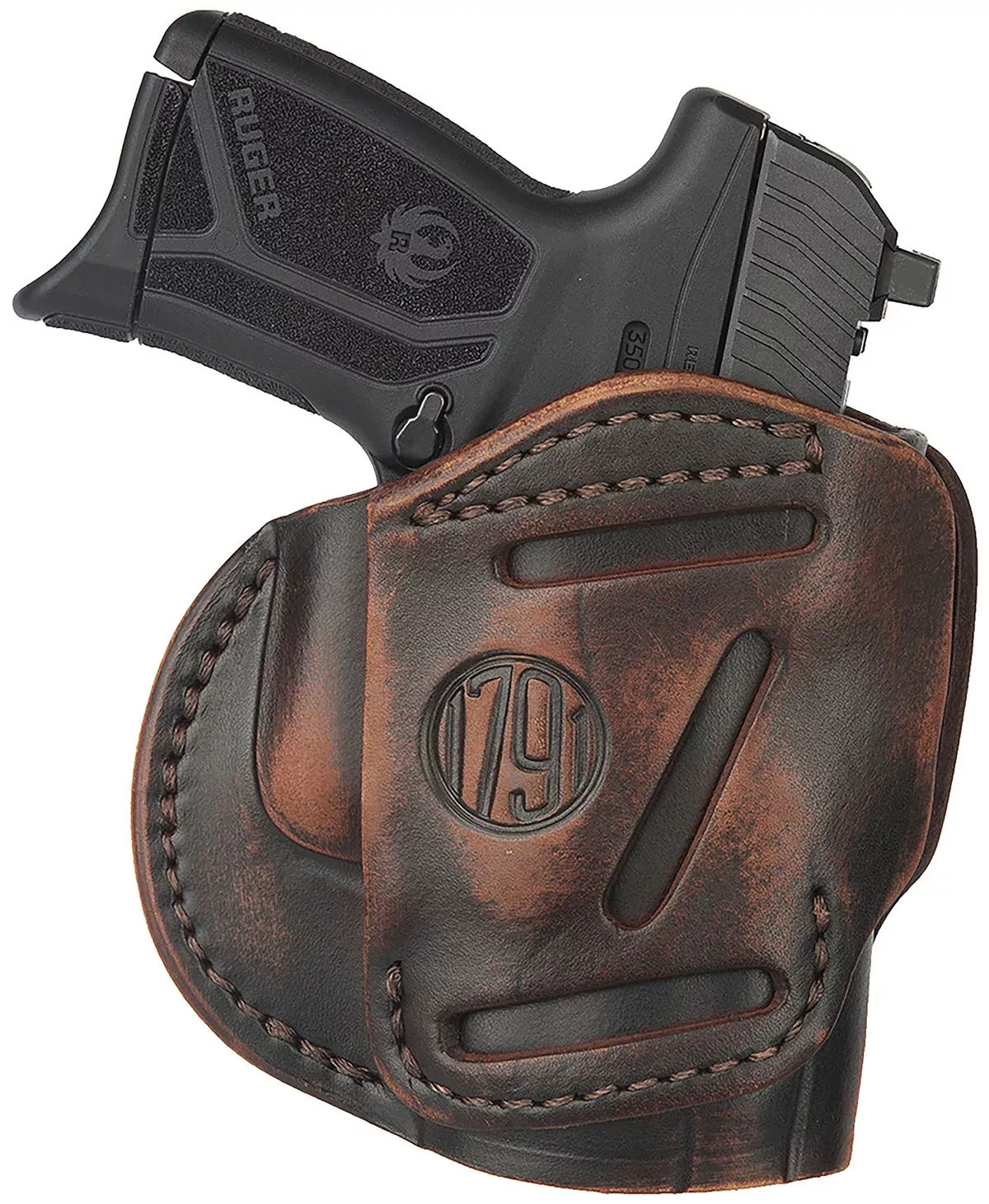 1791 Gunleather 3WH4VTGA 3-WayIWB/OWB Size 04 Vintage Leather Belt Loop Fits Springfield XD Fits Walther PPS Fits Springfield XDS Fits Taurus G2C Ambidextrous Hand