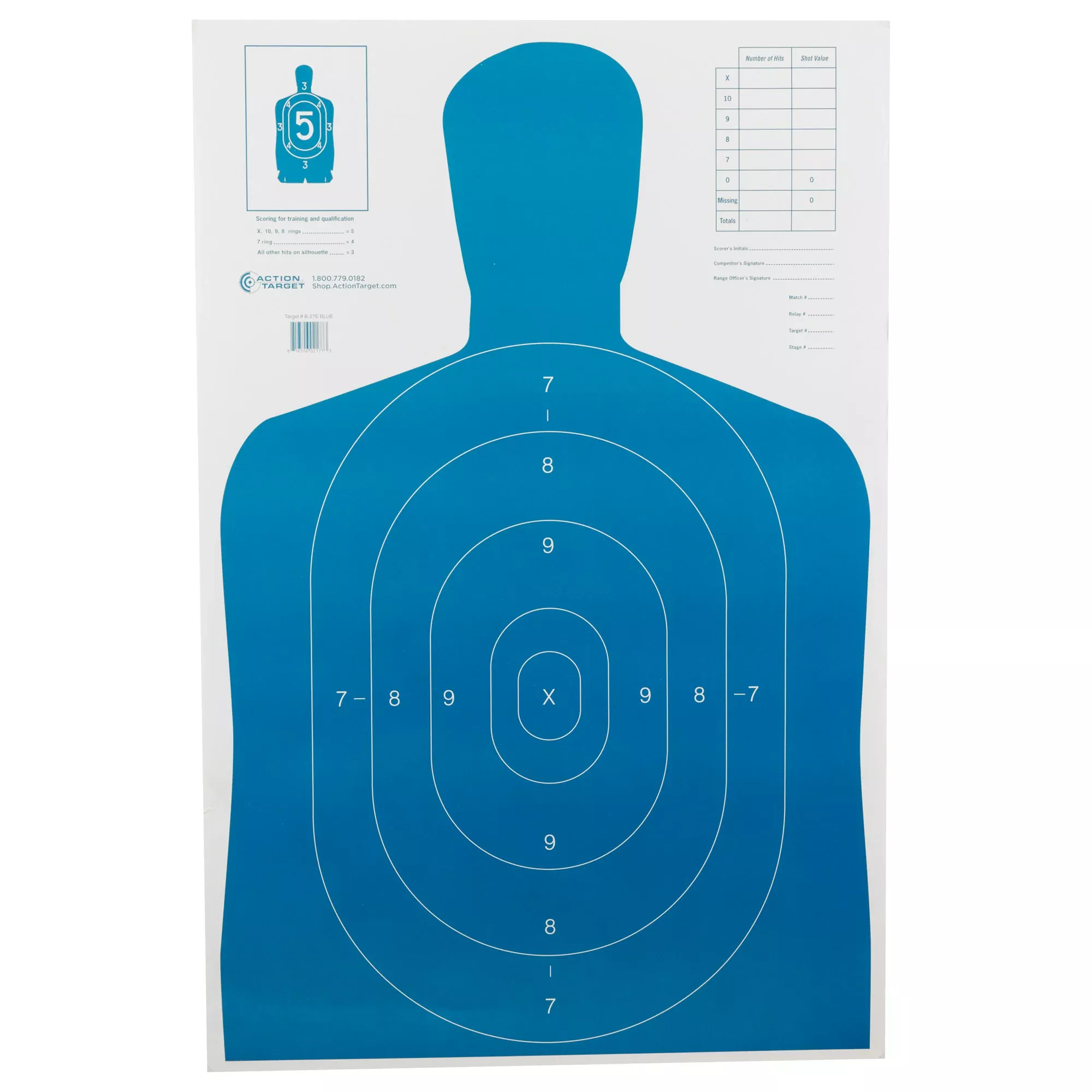 Action Target B-27E Blue Silhouette Paper Target – 100 Pack