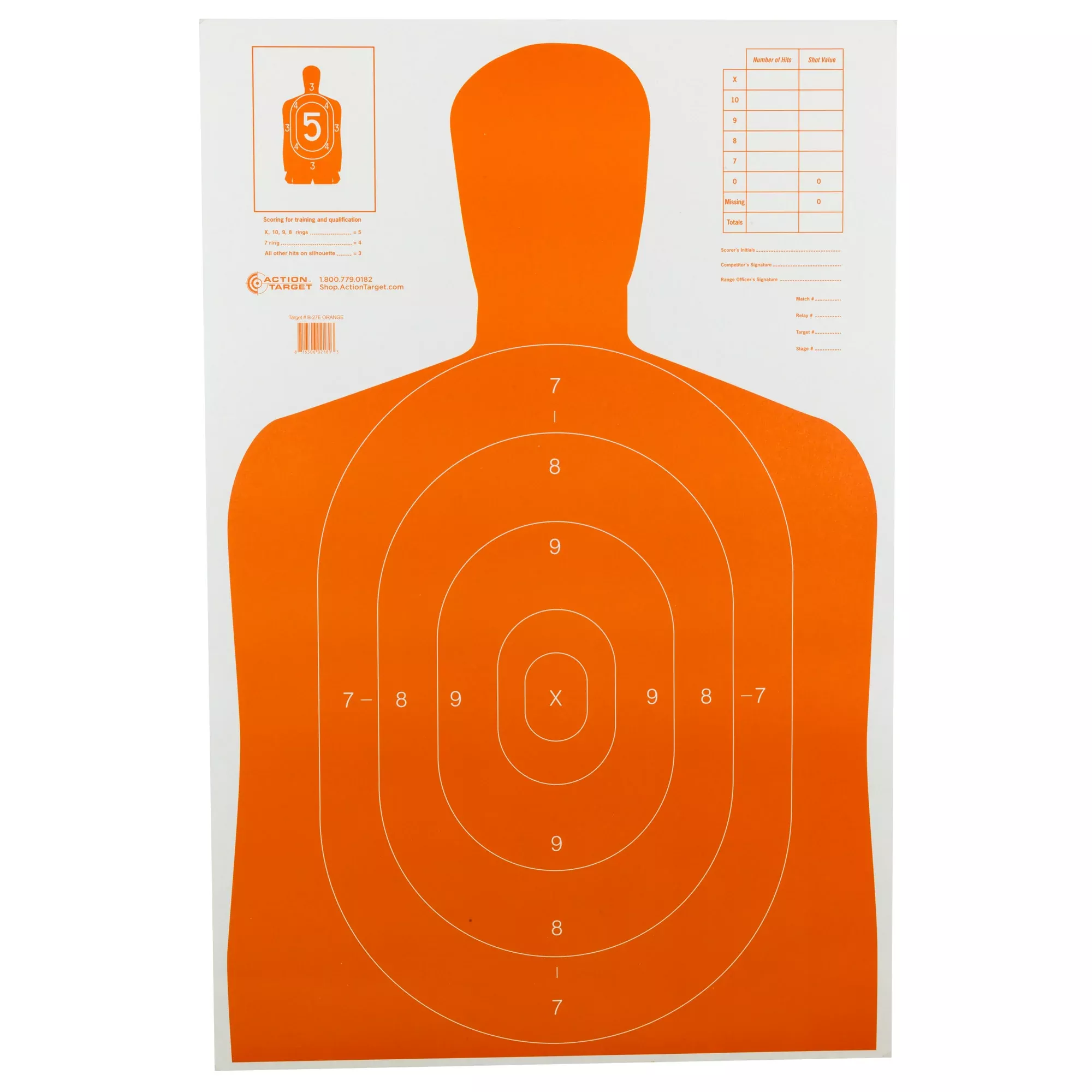 Action Target B-27E Orange Silhouette Paper Target – 100 Pack