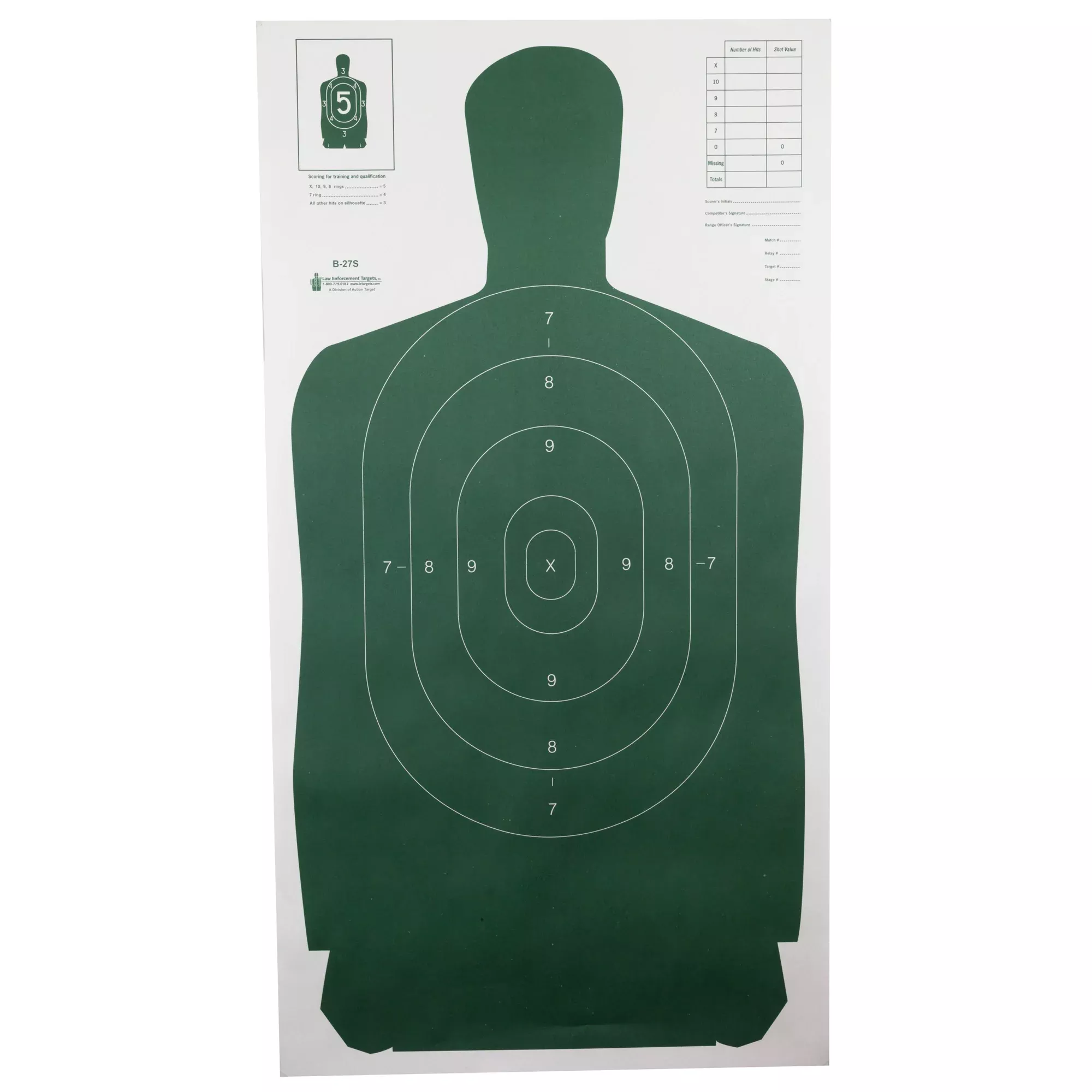 Action Target B-27S Green Silhouette Paper Target – 100 Pack