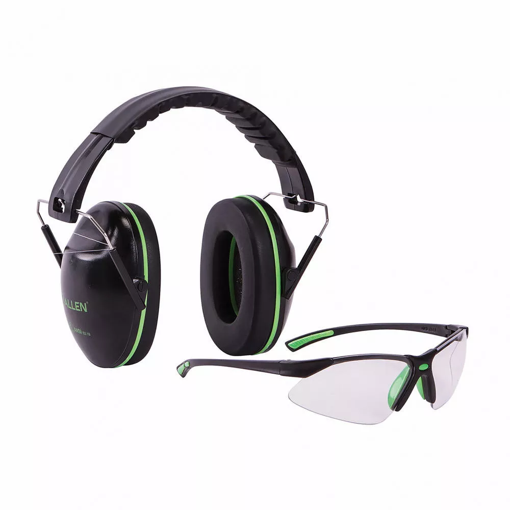 Allen Gamma Junior Earmuff & Glasses Combo Black/Green