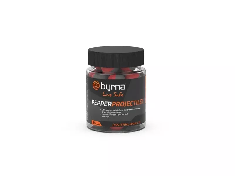 Byrna Technologies Pepper Projectiles 25-Pack – .68 Caliber Less-Lethal Rounds