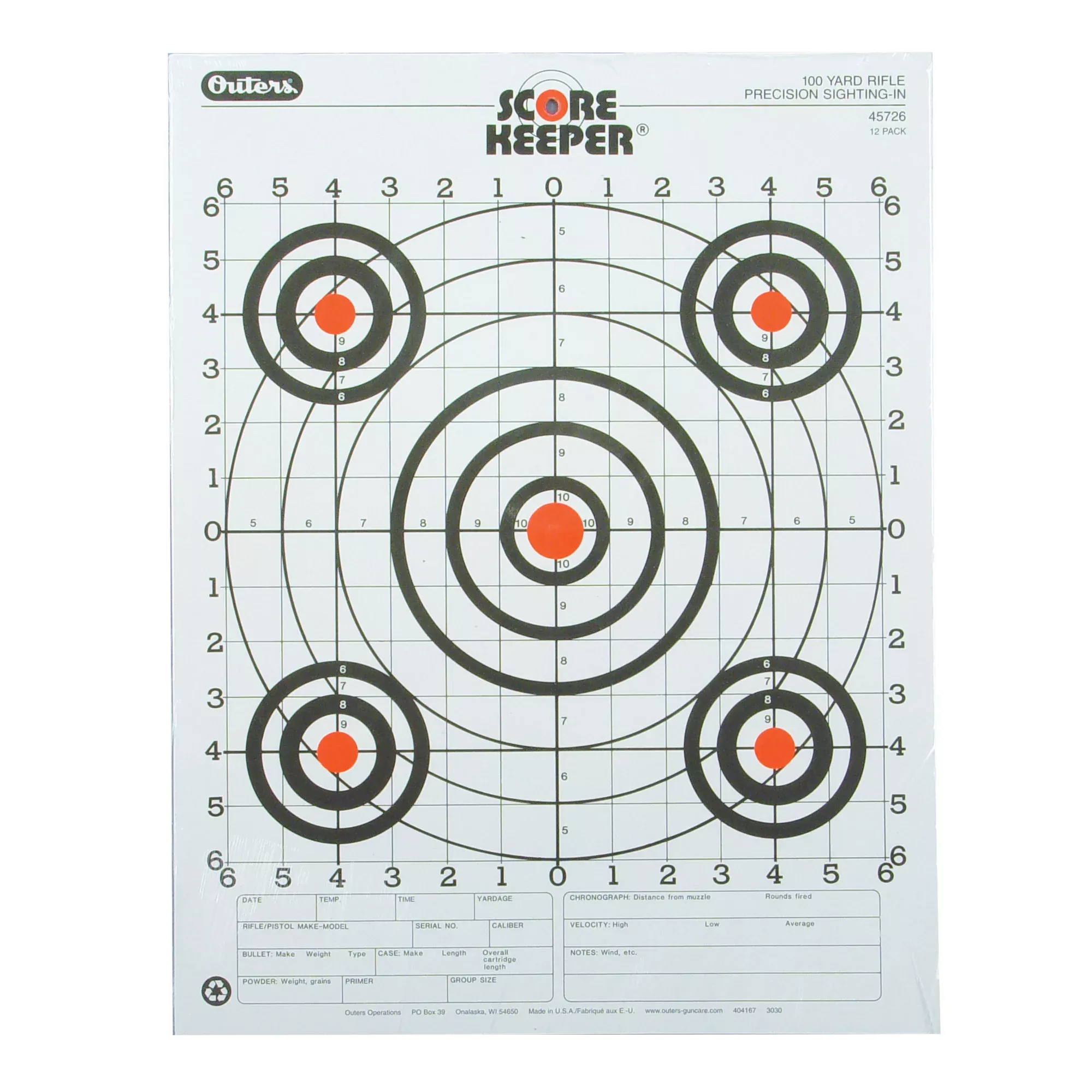 Champion Traps & Targets 100 Yard Rifle Sight-In Target – 12 Pack