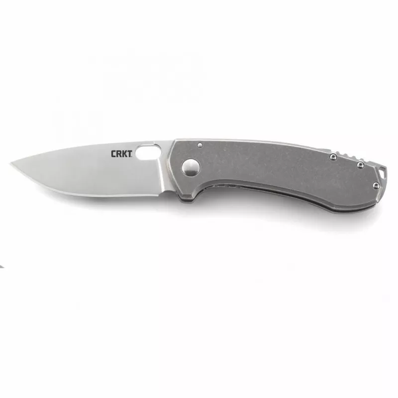 Columbia Amicus Folding Knife Plain Drop Point Flipper Stainless Steel Blade 3.4" Gray Handle