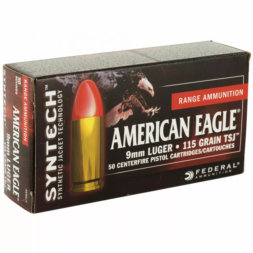 Fed American Eagle 9mm 115 Grain Tsj 50/500