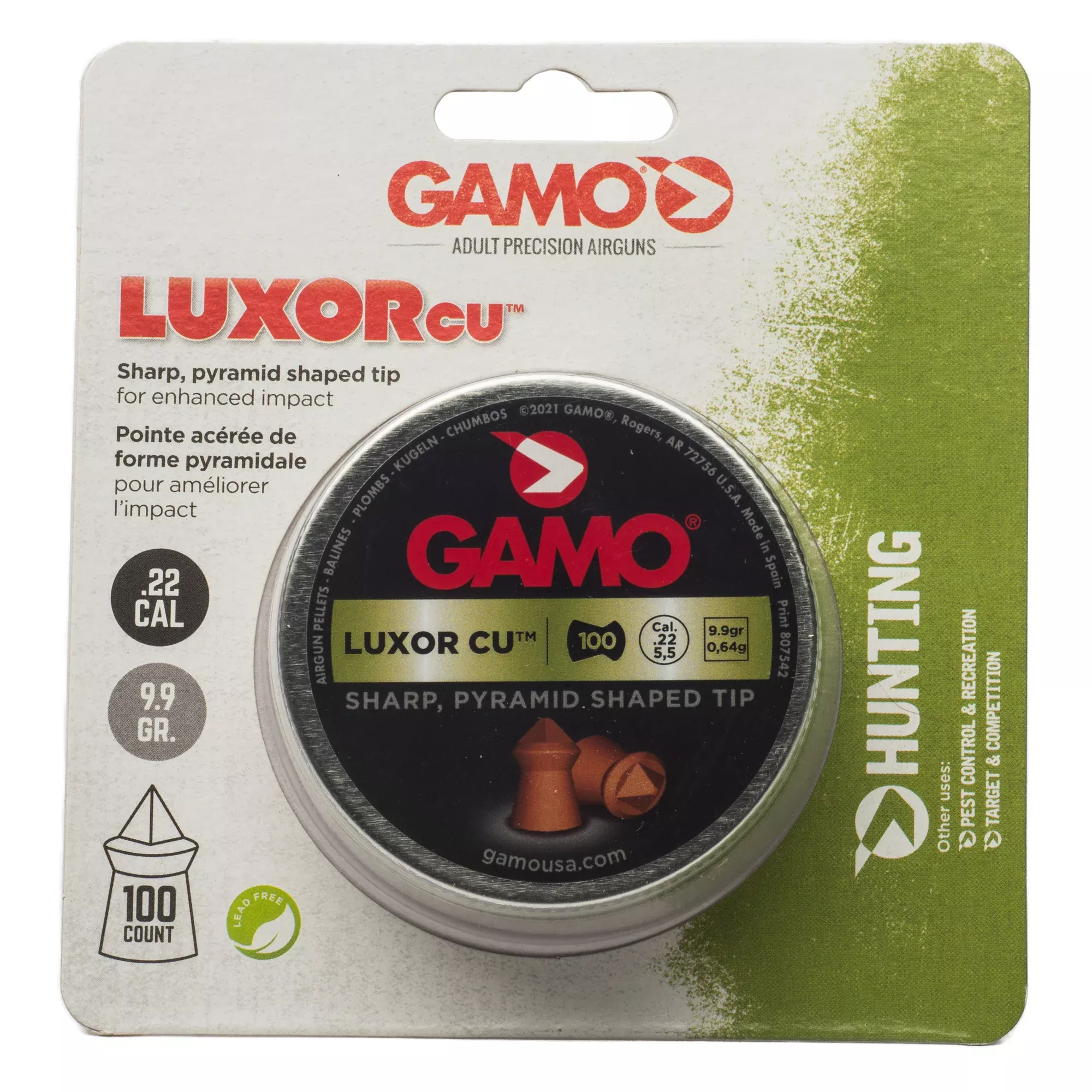 Gamo Luxor CU Pyramid Pellets – .22 Caliber, 100 Count