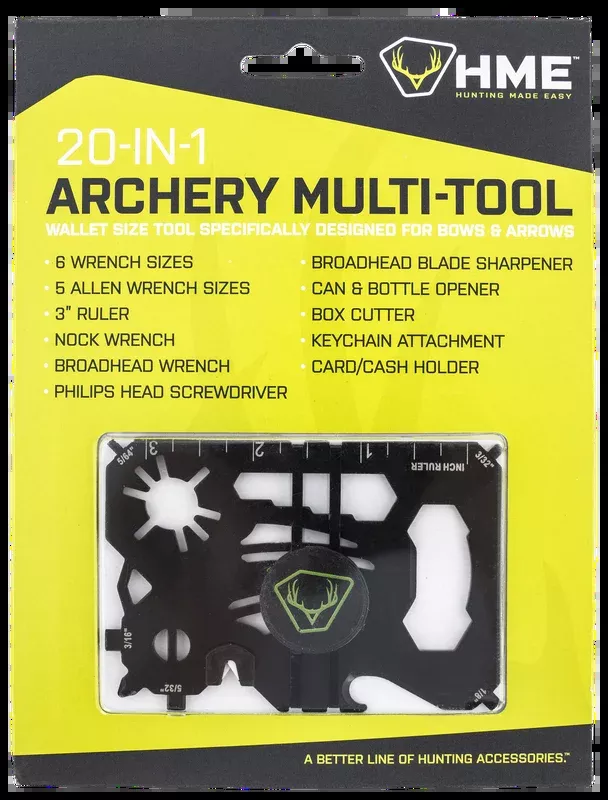 HME Compact Hunting Pocket Multi-Functional 20-in-1 Wallet Tool (Black)