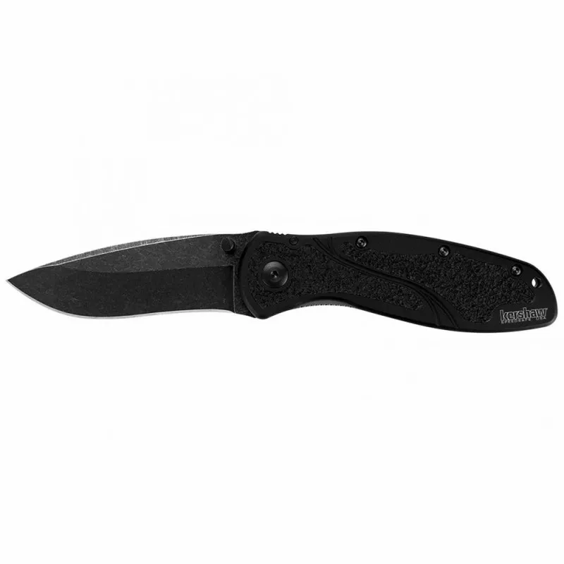 Kershaw Blur Folding Knife Plain Edge Blade 3.4" BlackWash Black Handle