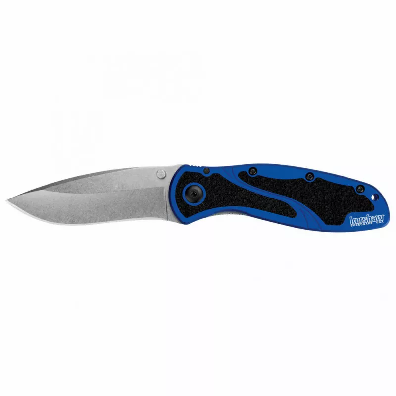 Kershaw Blur Navy Blue Assisted Folding Knife Plain Edge Blade 3.4" Anodized Black/Blue Handle