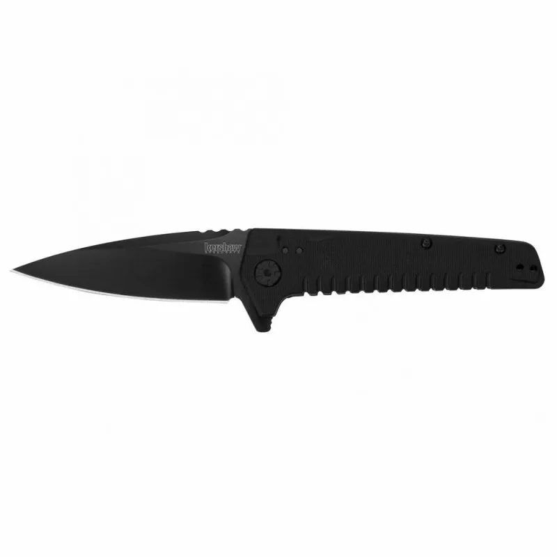 Kershaw FATBACK Folding Knife Plain Drop Point Black Blade 3.5" Black Handle