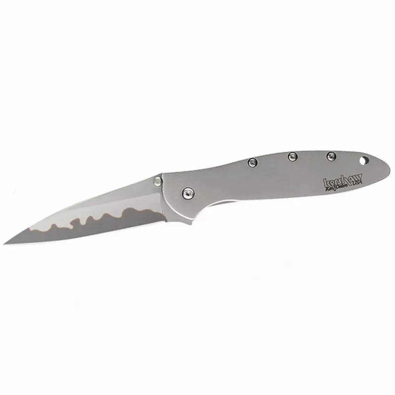 Kershaw Leek Assisted Folding Knife Plain Edge Blade 3" Stainless Handle