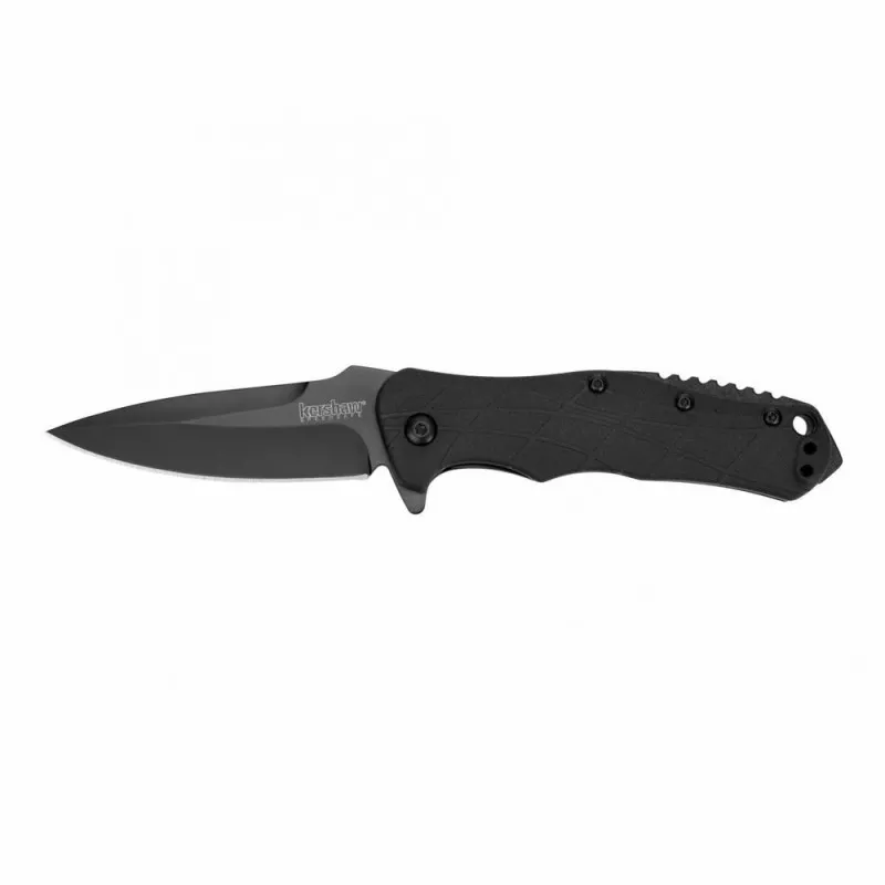 Kershaw RJ Tactical Folding Knife Plain Edge Blade 3" GFN Black Handle