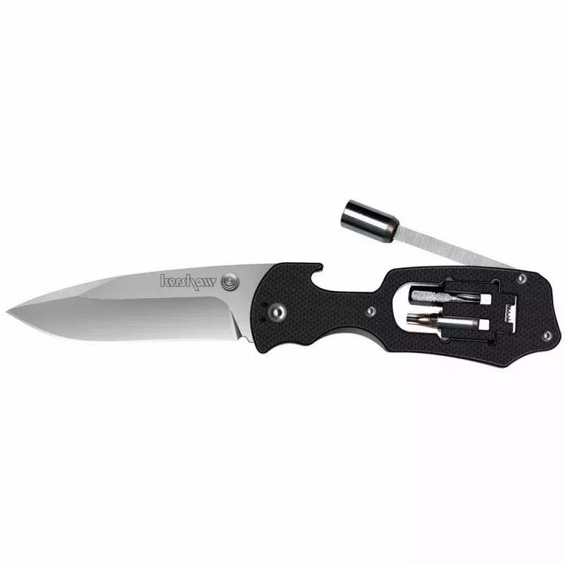 Kershaw Select Fire Folding Knife Drop Point Silver Blade 3.375" Black Handle