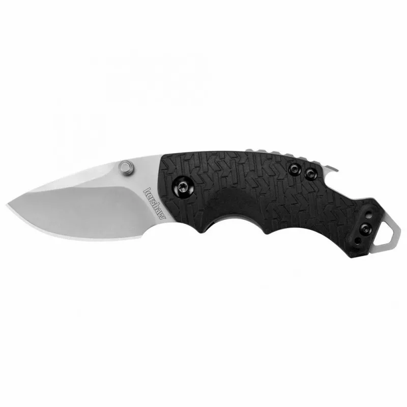 Kershaw Shuffle Folding Knife Grip Plain Drop Point Silver Blade 2.4" Black Handle