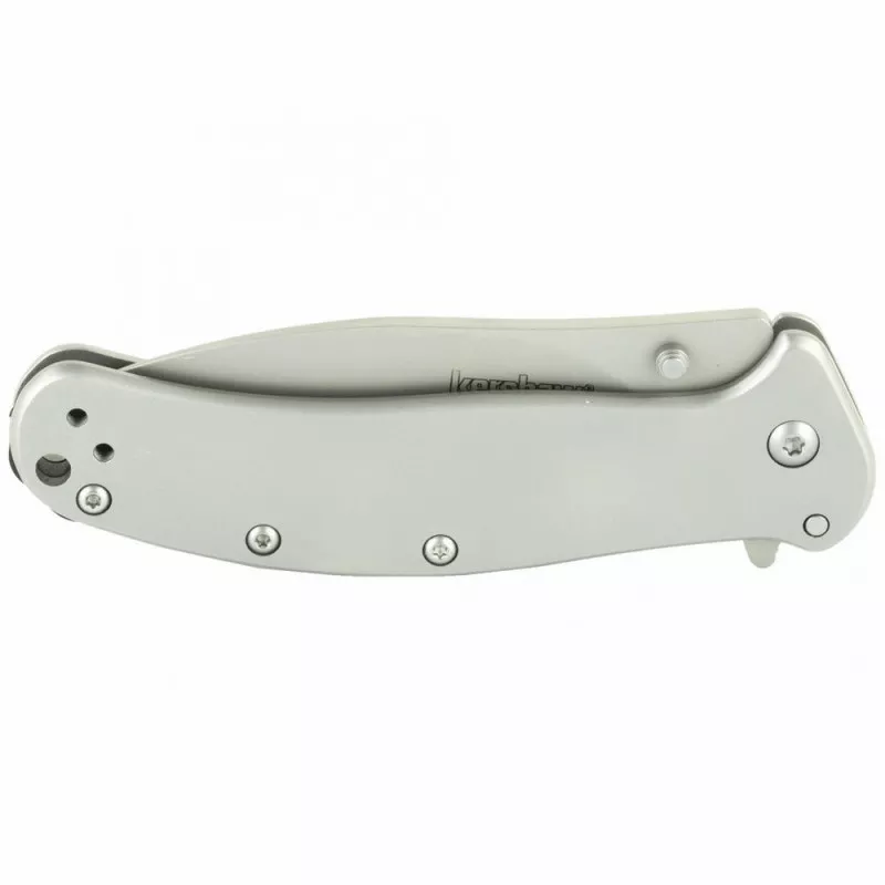 Kershaw Zing SS Folding Knife Plain Drop Point 3" Silver Handle