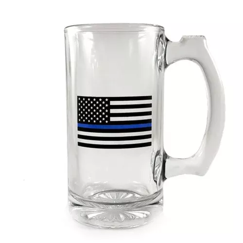 Libbey Deco Glass Mug – Thin Blue Line Flag, 12.5 oz
