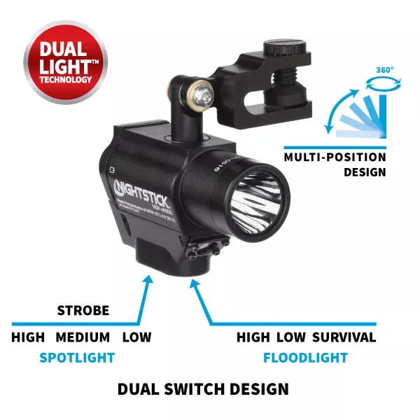 Nightstick Fortem Helmet-Mounted Dual-Light Flashlight – Versatile & Adjustable