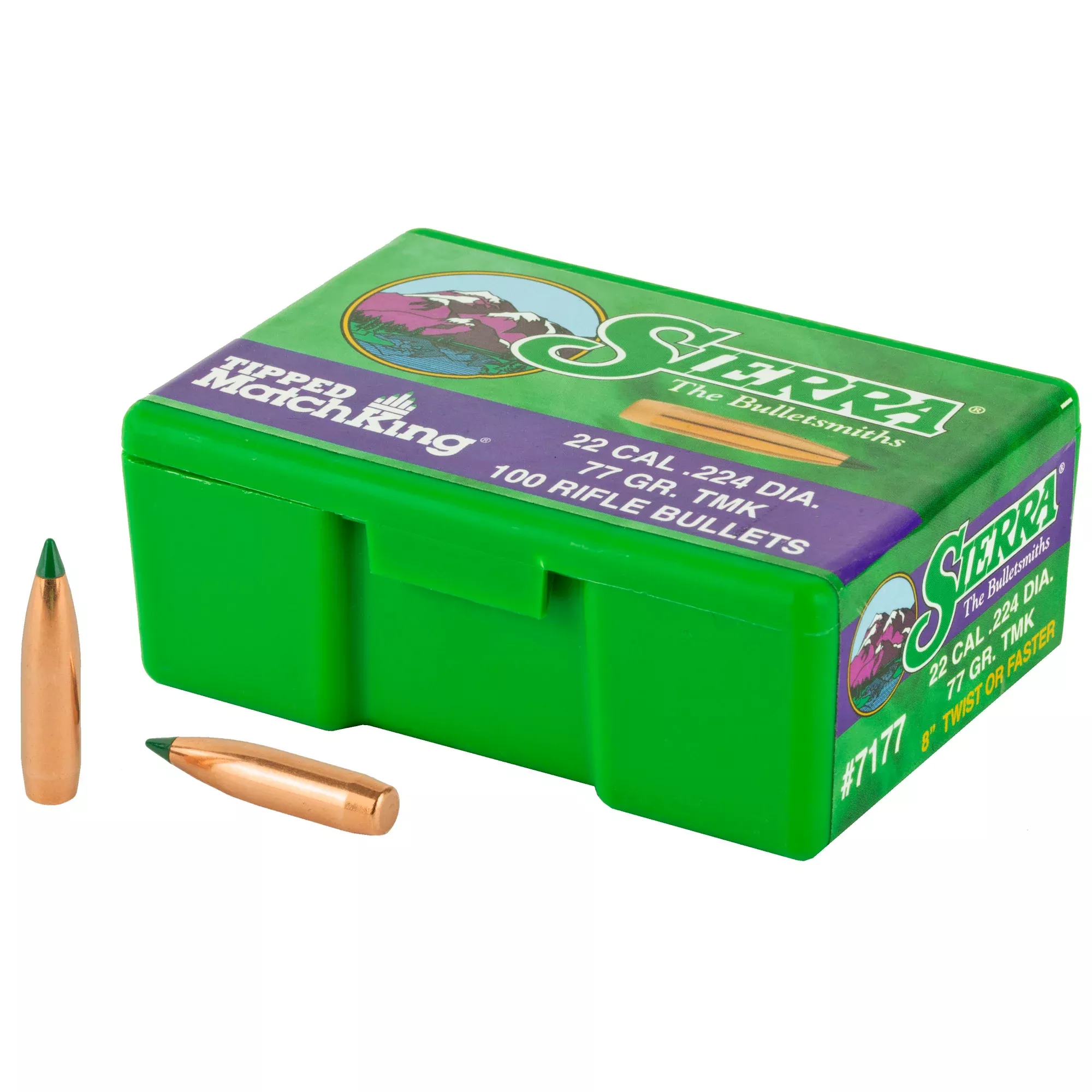 Sierra Bullets Tipped MatchKing .224 77gr Projectiles – 100 Count