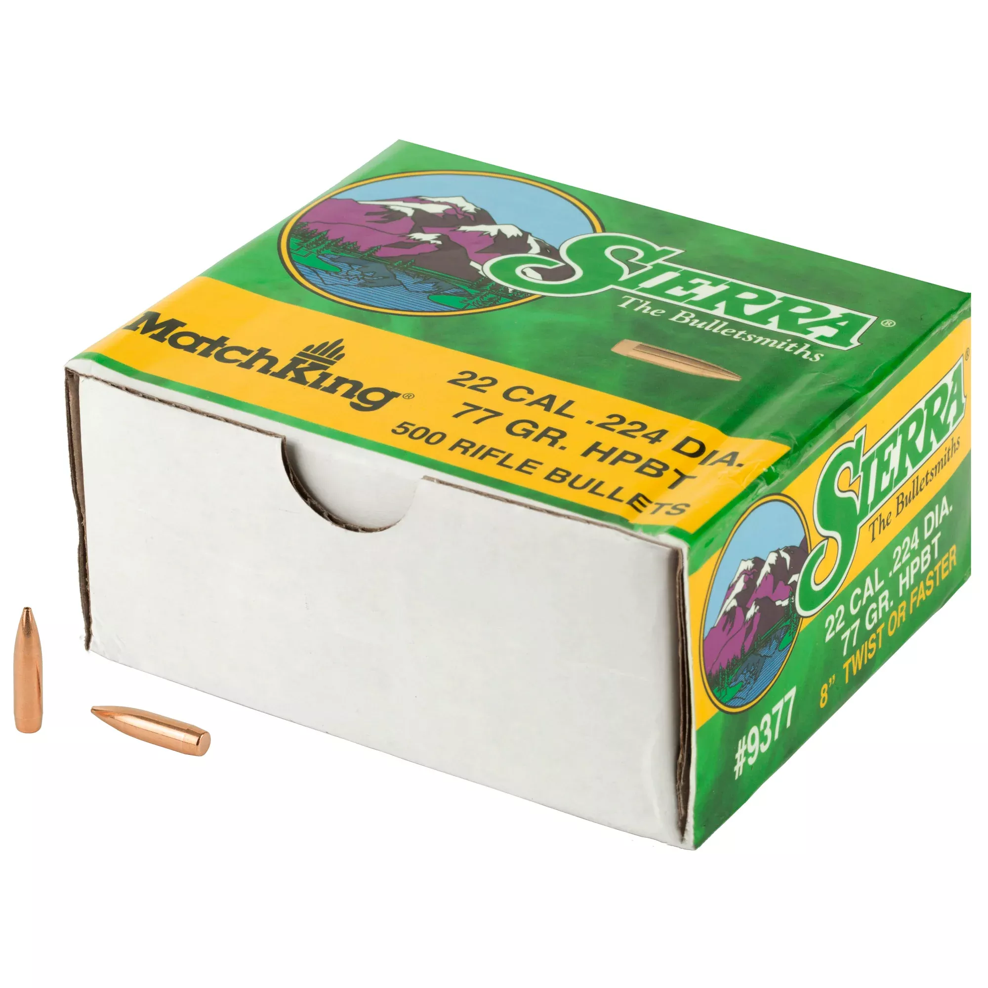 Sierra MatchKing .224 77gr HPBT Bullets – 500 Count