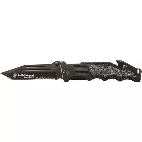 Smith & Wesson Border Guard Folder 4.5″ Black Combo Blade Aluminum