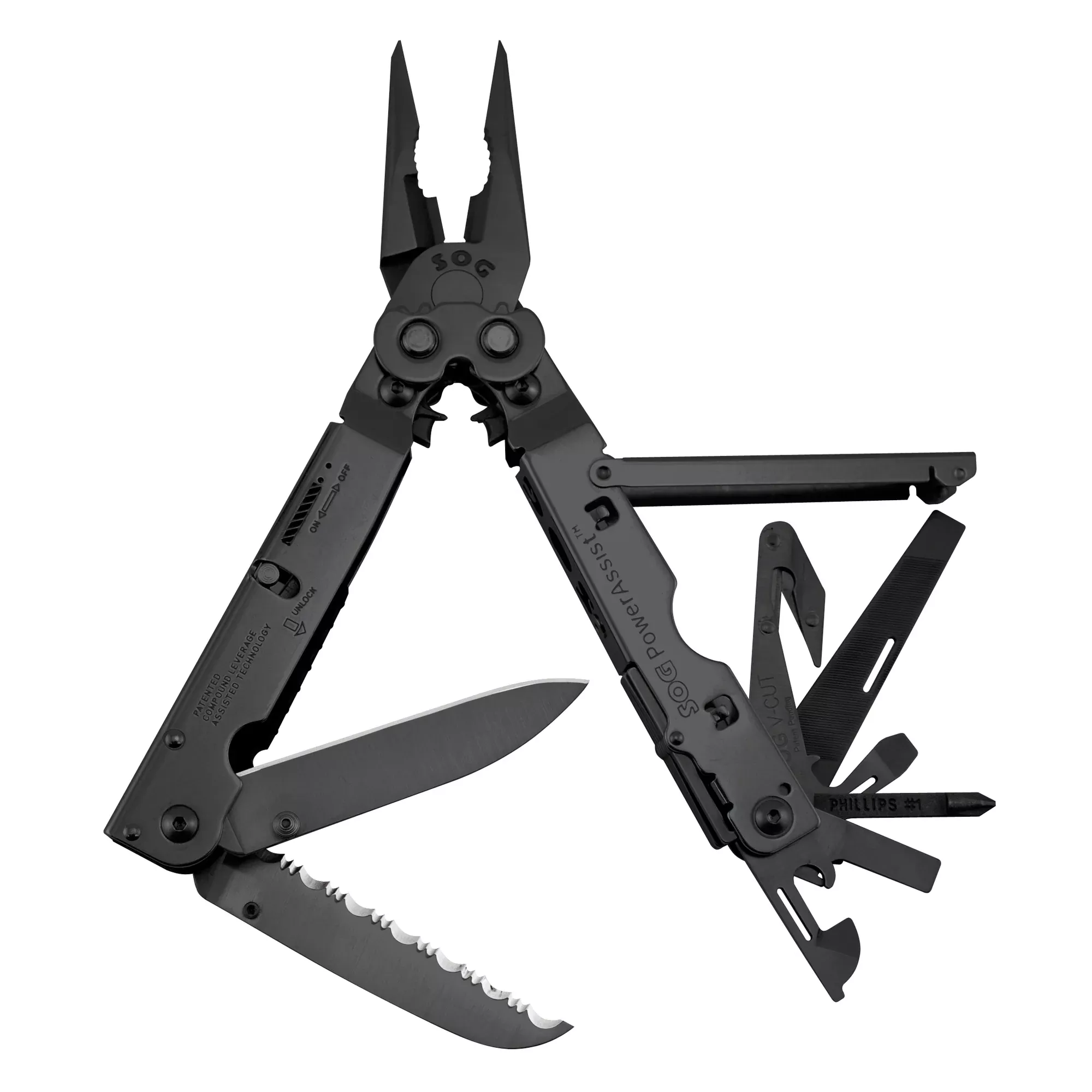 SOG PowerAssist Multi-Tool with Sheath – Black Oxide Finish