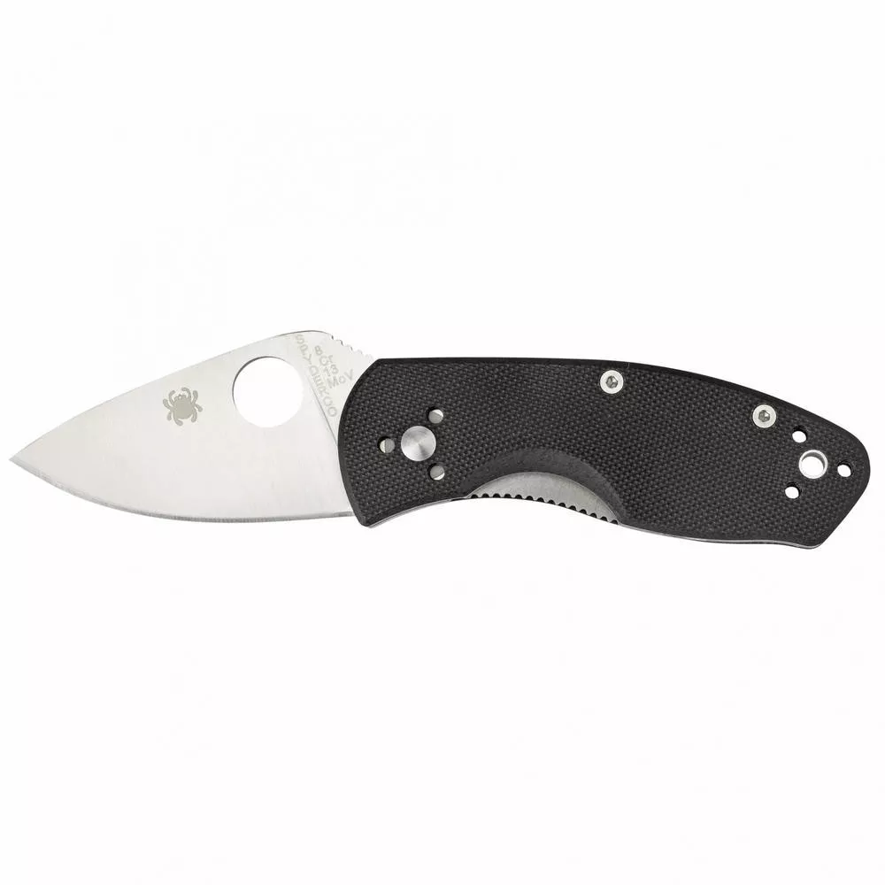 Spyderco Ambitious Folding Knife Drop Point Silver Blade 2.25" Black G10 Handle