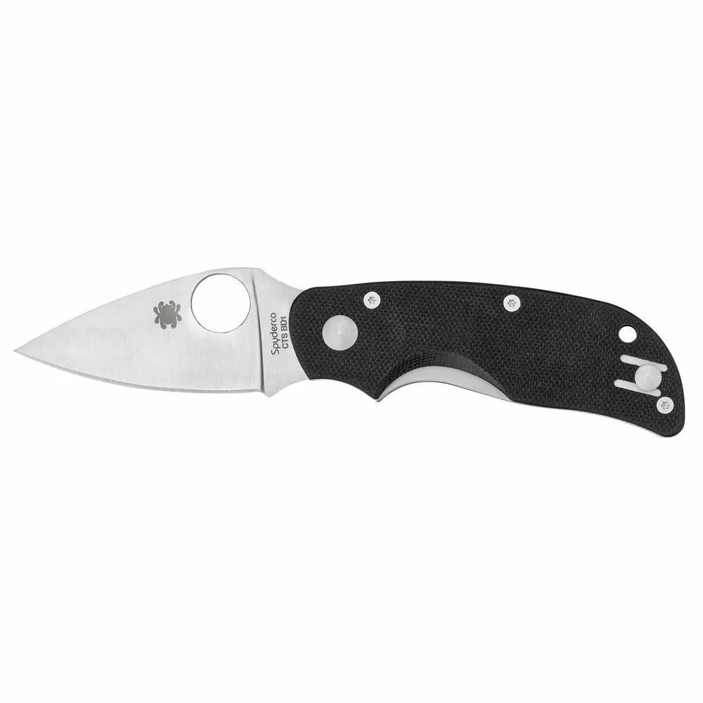 Spyderco Cat Folding Knife Plain Edge Blade 2.44" Black G10 Handle