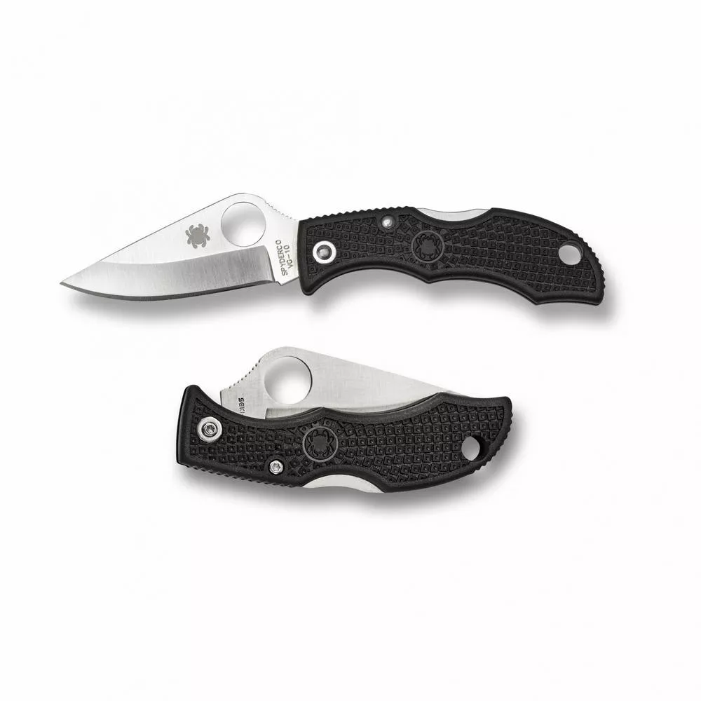 Spyderco Ladybug3 Folding Knife Plain Clip Point Blade 1.94" Black Kraton Handle