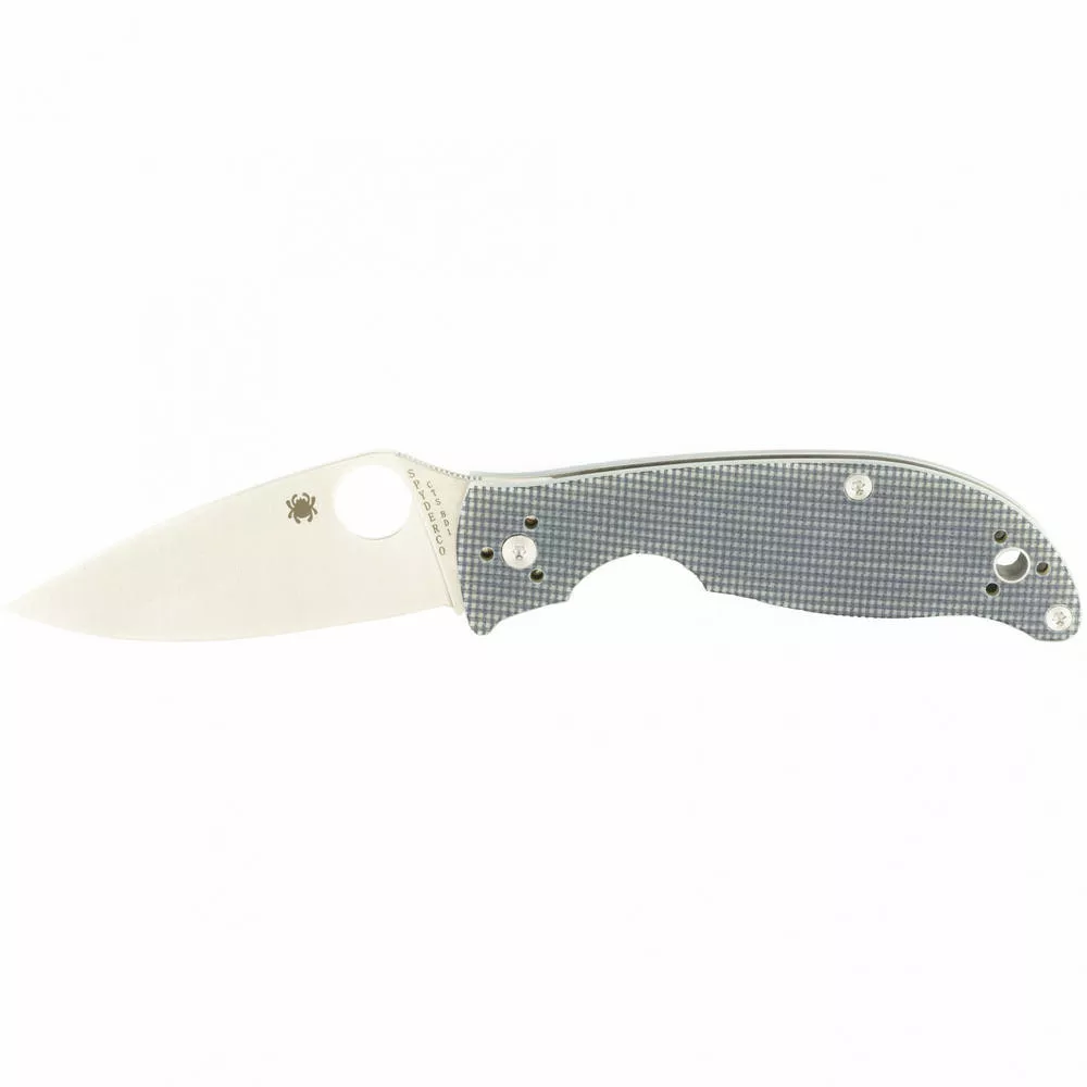 Spyderco Polestar Folding Knife Plain Edge Blade 3.3" G10 Gray Handle