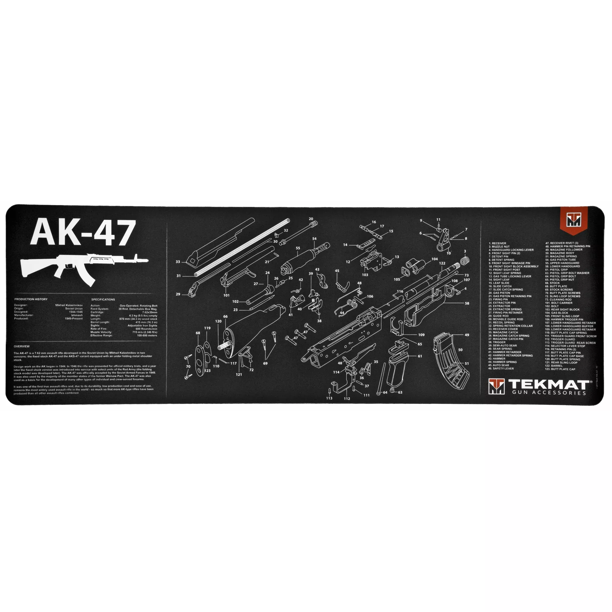 TekMat AK-47 Rifle Cleaning Mat – 12" x 36" Non-Slip Surface