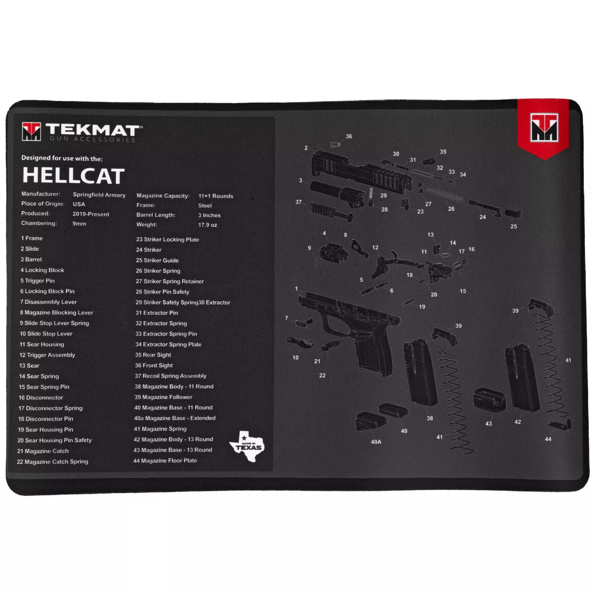 TekMat Pistol Mat Springfield Hellcat – Firearm-Specific