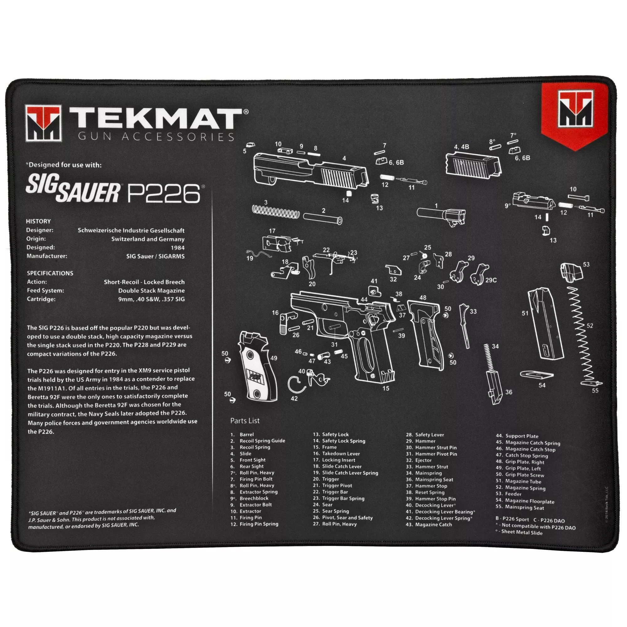 TekMat Ultra Pistol Mat Sig Sauer P226 – Black