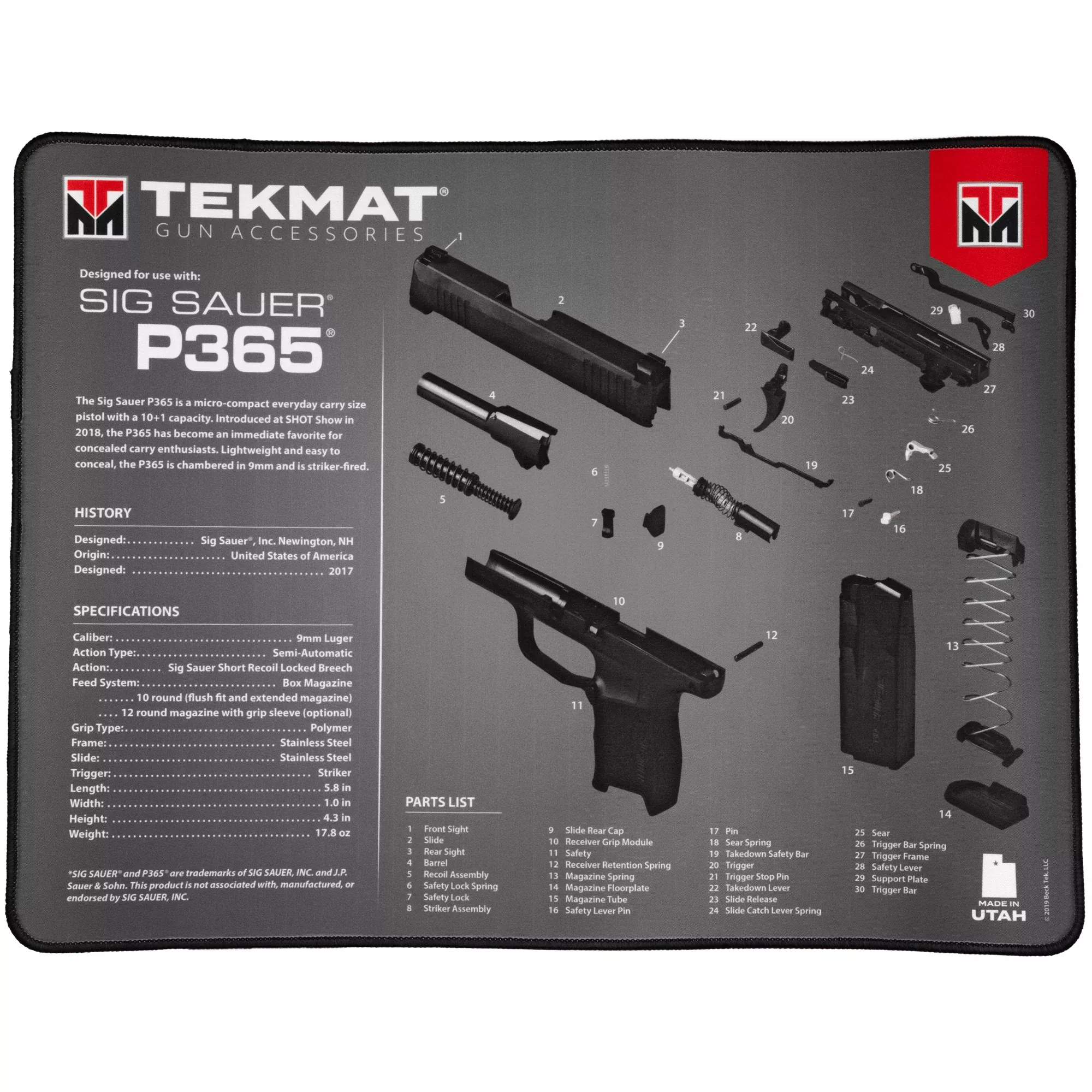 TekMat Ultra Premium Pistol Mat – SIG Sauer P365