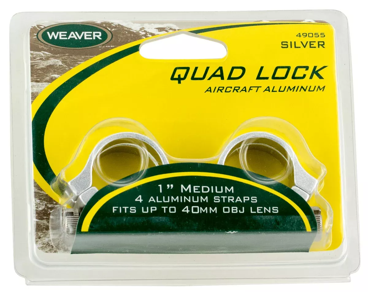 Weaver Mounts 49055 Quad Lock Detachable RingsSilver 1" Medium