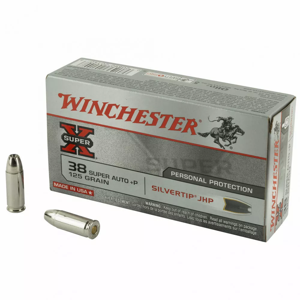 Winchester Ammunition Super-X Silvertip 38SUP 125 Grain 50 Round Box